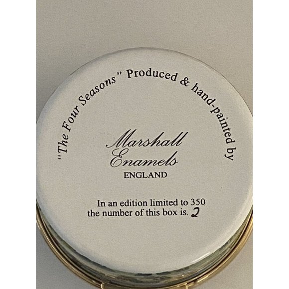 Marshall Enamels Four Seasons Pill Trinket Box Numbered Girl w Basket Happiness - Picture 4 of 16